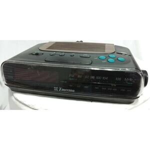 Emerson CK5045 Digital Dual Alarm Clock Radio Black Wood Grain Vintage TESTED